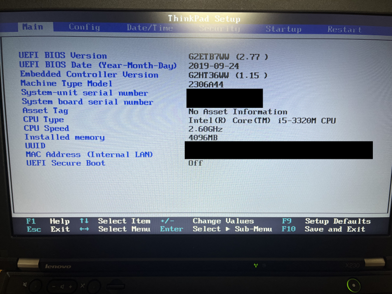 Lenovo ThinkPad X230 中古 名機
